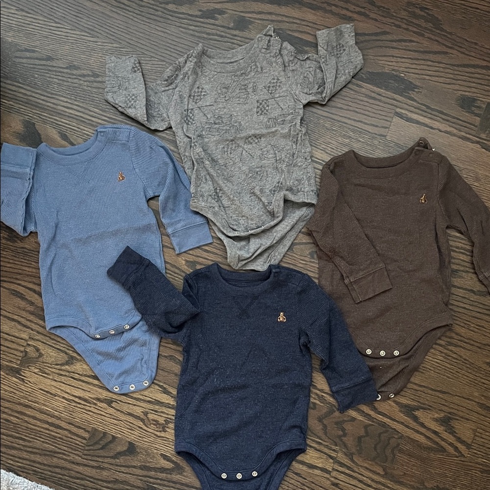 GAP Baby Bodysuit Set - Blue, Gray, Brown